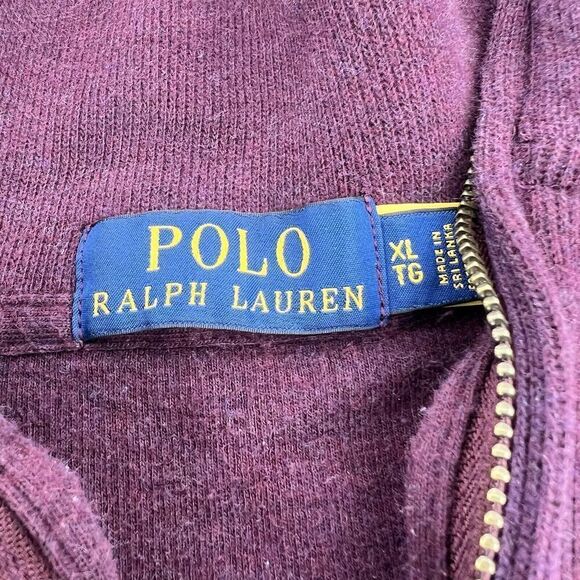 Polo Ralph Lauren Men's Size XL  1/4-Zip Pullover Sweater Purple Mock - Picture 3 of 4